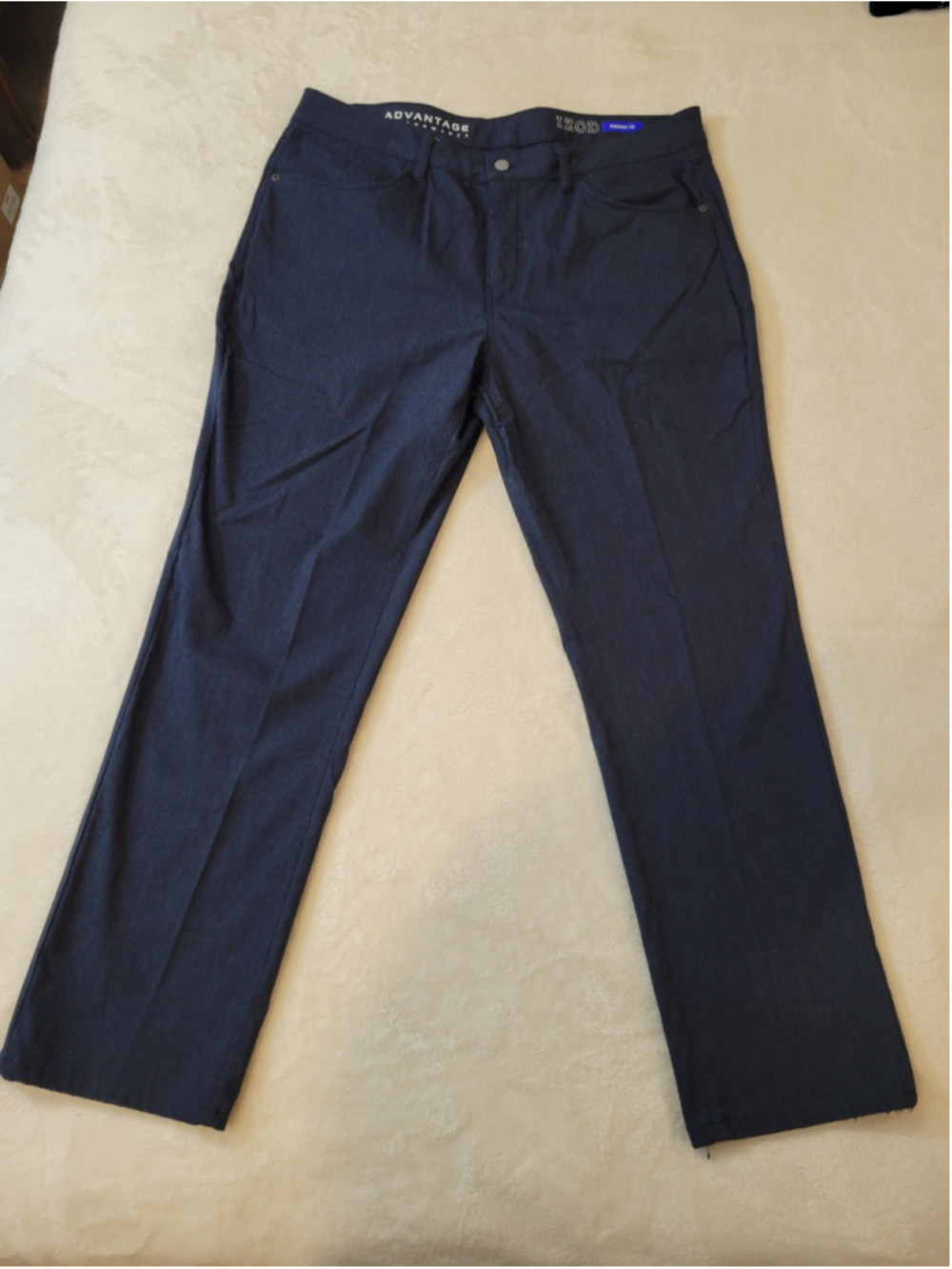 IZOD Advantage Performance Straight Fit Pants Mens 36x30 Navy Blue Stretch